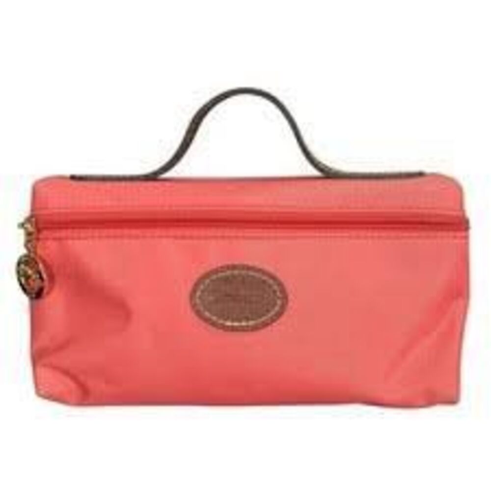 Longchamp Le Pliage Cosmetic Case Terra Cotta Nylon Travel Makeup Bag Luxury